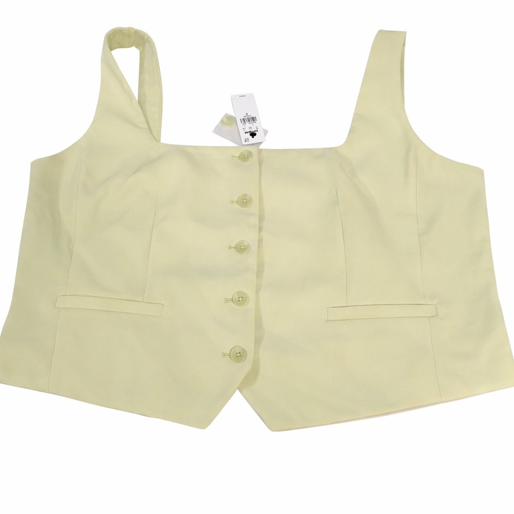 Express Pale lime green Button-Up Top/vest